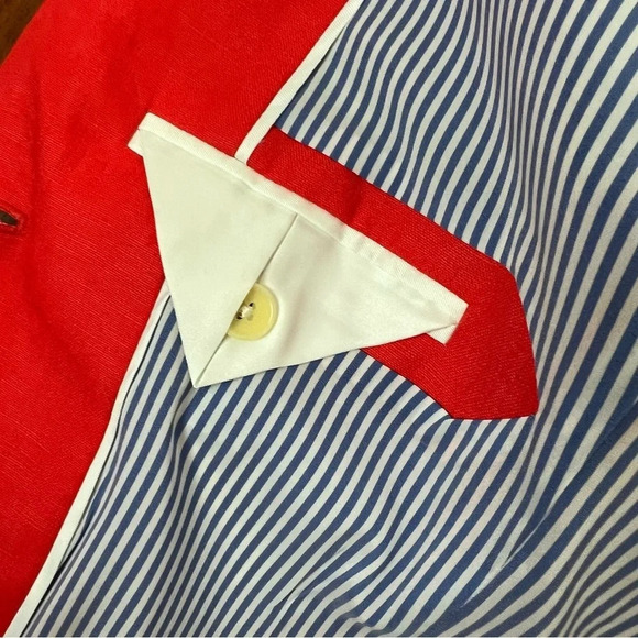 J. Crew Rhodes Linen Blazer Jacket Red Orange Gold Buttons Size 00 - Picture 4 of 6